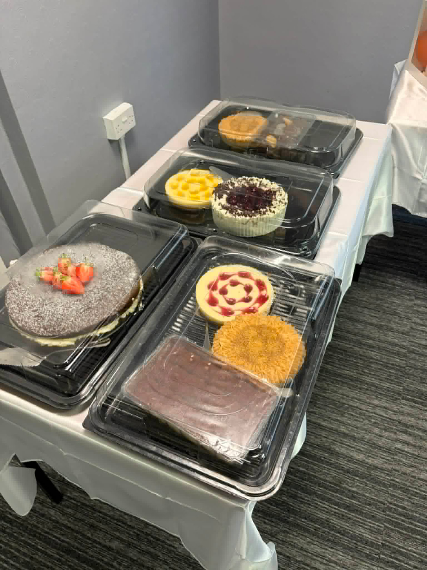 Dessert selection with cheesecakes, sponge cake and tortes